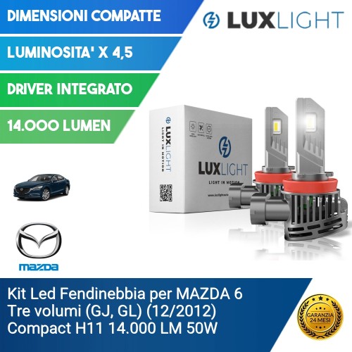 Kit Led Fendinebbia per MAZDA 6 Tre volumi (GJ, GL) (12/2012) Compact H11 14.000 LM 50W