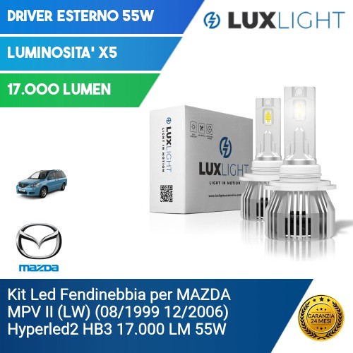 Kit Led Fendinebbia per MAZDA MPV II (LW) (08/1999 12/2006) Hyperled2 HB3 17.000 LM 55W