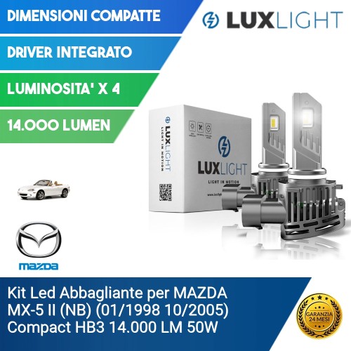 Kit Led Abbagliante per MAZDA MX-5 II (NB) (01/1998 10/2005) Compact HB3 14.000 LM 50W