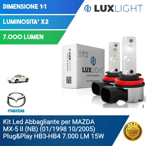 Kit Led Abbagliante per MAZDA MX-5 II (NB) (01/1998 10/2005) Plug&Play HB3-HB4 7.000 LM 15W