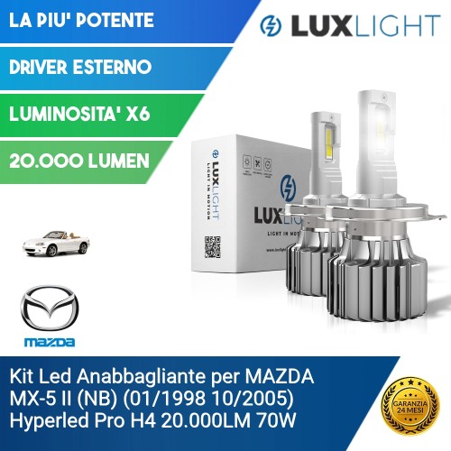 Kit Led Anabbagliante per MAZDA MX-5 II (NB) (01/1998 10/2005) Hyperled Pro H4 20.000LM 70W