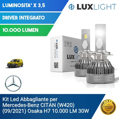 Kit Led Abbagliante per Mercedes-Benz CITAN (W420) (09/2021) Osaka H7 10.000 LM 30W