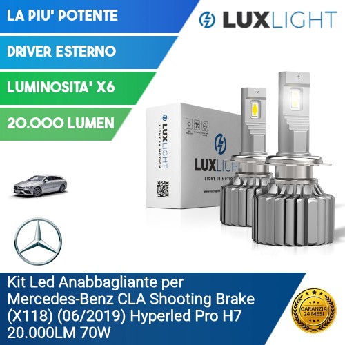 Kit Led Anabbagliante per Mercedes-Benz CLA Shooting Brake (X118) (06/2019) Hyperled Pro H7 20.000LM 70W