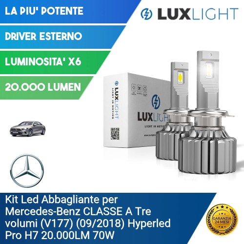 Kit Led Abbagliante per Mercedes-Benz CLASSE A Tre volumi (V177) (09/2018) Hyperled Pro H7 20.000LM 70W