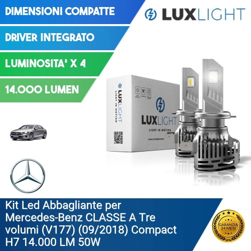 Kit Led Abbagliante per Mercedes-Benz CLASSE A Tre volumi (V177) (09/2018) Compact H7 14.000 LM 50W