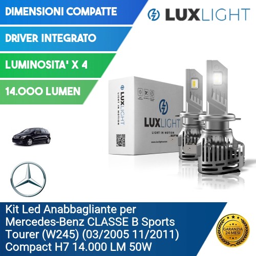 Kit Led Anabbagliante per Mercedes-Benz CLASSE B Sports Tourer (W245) (03/2005 11/2011) Compact H7 14.000 LM 50W