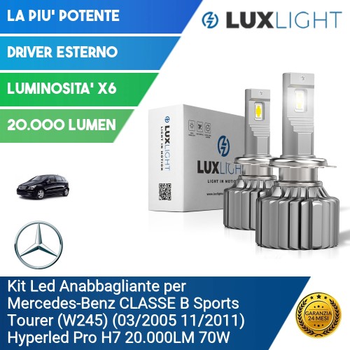 Kit Led Anabbagliante per Mercedes-Benz CLASSE B Sports Tourer (W245) (03/2005 11/2011) Hyperled Pro H7 20.000LM 70W