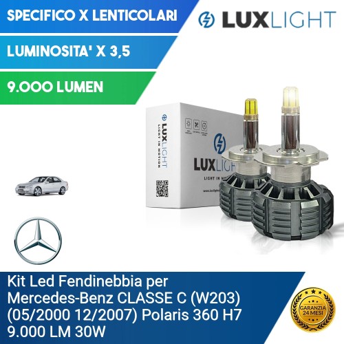 Kit Led Fendinebbia per Mercedes-Benz CLASSE C (W203) (05/2000 12/2007) Polaris 360 H7 9.000 LM 30W