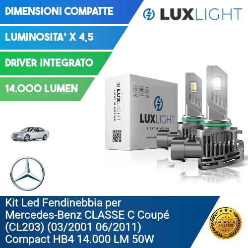 Kit Led Fendinebbia per Mercedes-Benz CLASSE C Coupé (CL203) (03/2001 06/2011) Compact HB4 14.000 LM 50W