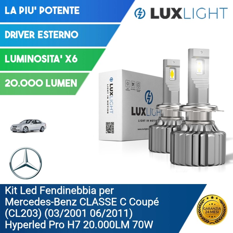 Kit Led Fendinebbia per Mercedes-Benz CLASSE C Coupé (CL203) (03/2001 06/2011) Hyperled Pro H7 20.000LM 70W