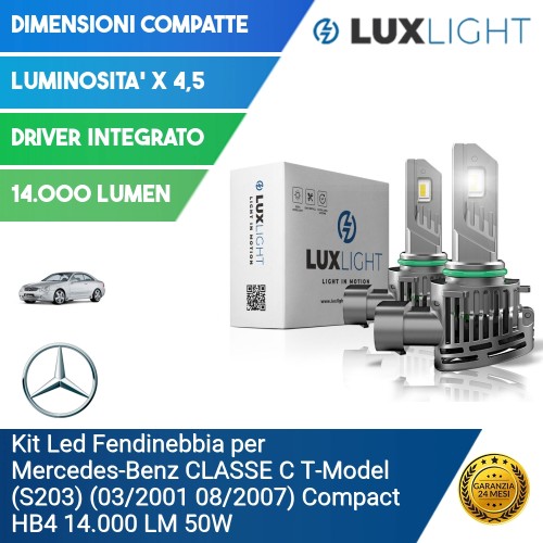 Kit Led Fendinebbia per Mercedes-Benz CLASSE C T-Model (S203) (03/2001 08/2007) Compact HB4 14.000 LM 50W