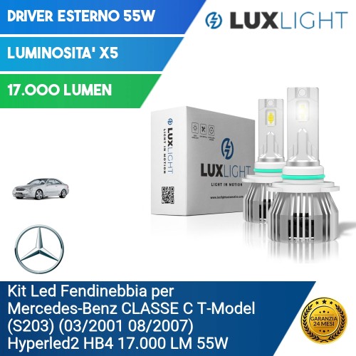 Kit Led Fendinebbia per Mercedes-Benz CLASSE C T-Model (S203) (03/2001 08/2007) Hyperled2 HB4 17.000 LM 55W