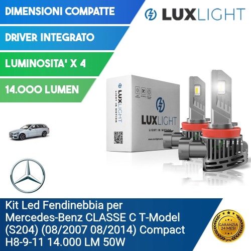 Kit Led Fendinebbia per Mercedes-Benz CLASSE C T-Model (S204) (08/2007 08/2014) Compact H8-9-11 14.000 LM 50W