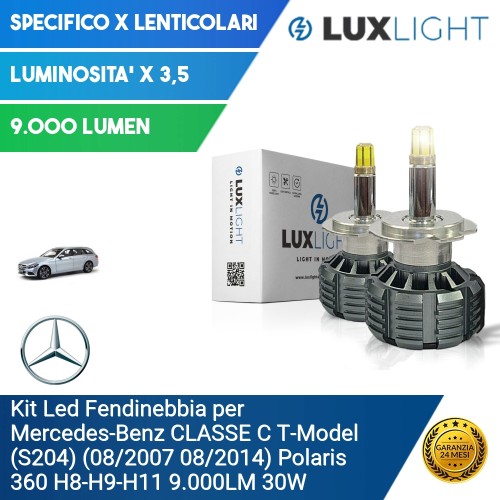 Kit Led Fendinebbia per Mercedes-Benz CLASSE C T-Model (S204) (08/2007 08/2014) Polaris 360 H8-H9-H11 9.000LM 30W