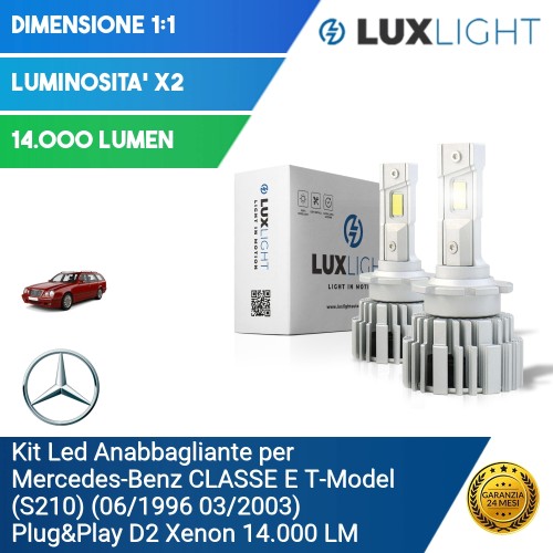 Kit Led Anabbagliante per Mercedes-Benz CLASSE E T-Model (S210) (06/1996 03/2003) Plug&Play D2 Xenon 14.000 LM