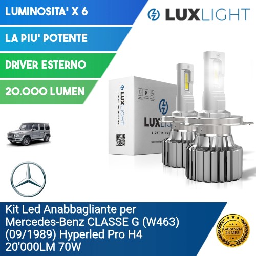 Kit Led Anabbagliante per Mercedes-Benz CLASSE G (W463) (09/1989) Hyperled Pro H4 20'000LM 70W