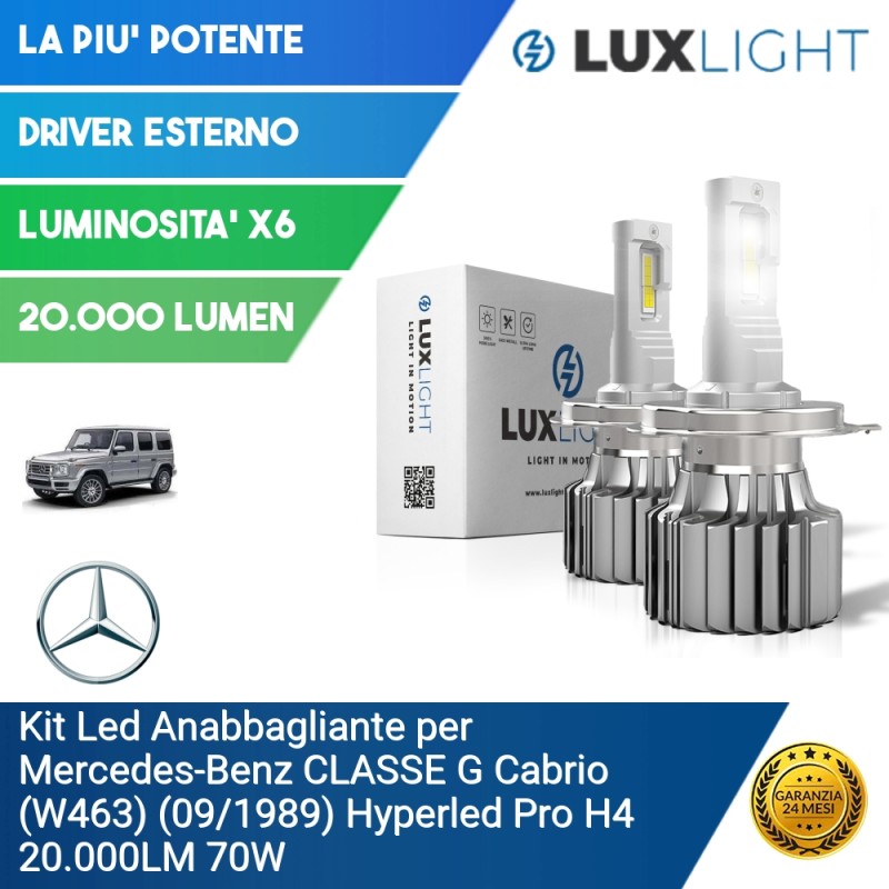 Kit Led Anabbagliante per Mercedes-Benz CLASSE G Cabrio (W463) (09/1989) Hyperled Pro H4 20.000LM 70W