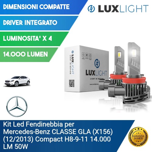 Kit Led Fendinebbia per Mercedes-Benz CLASSE GLA (X156) (12/2013) Compact H8-9-11 14.000 LM 50W