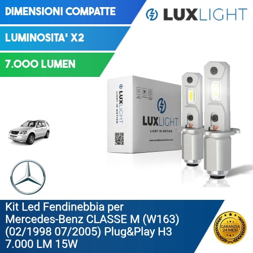 Kit Led Fendinebbia per Mercedes-Benz CLASSE M (W163) (02/1998 07/2005) Plug&Play H3 7.000 LM 15W