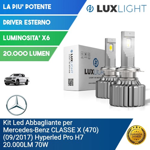 Kit Led Abbagliante per Mercedes-Benz CLASSE X (470) (09/2017) Hyperled Pro H7 20.000LM 70W