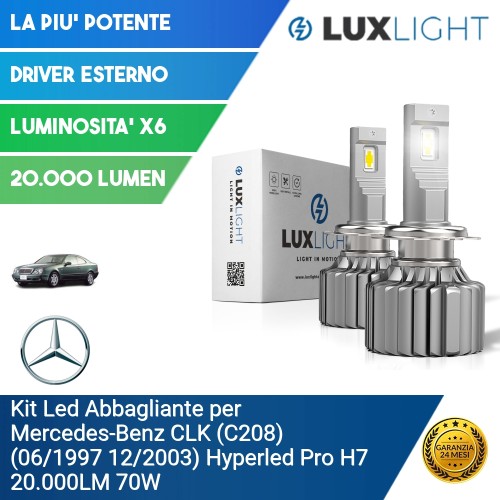 Kit Led Abbagliante per Mercedes-Benz CLK (C208) (06/1997 12/2003) Hyperled Pro H7 20.000LM 70W