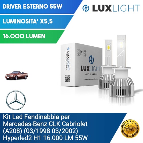 Kit Led Fendinebbia per Mercedes-Benz CLK Cabriolet (A208) (03/1998 03/2002) Hyperled2 H1 16.000 LM 55W