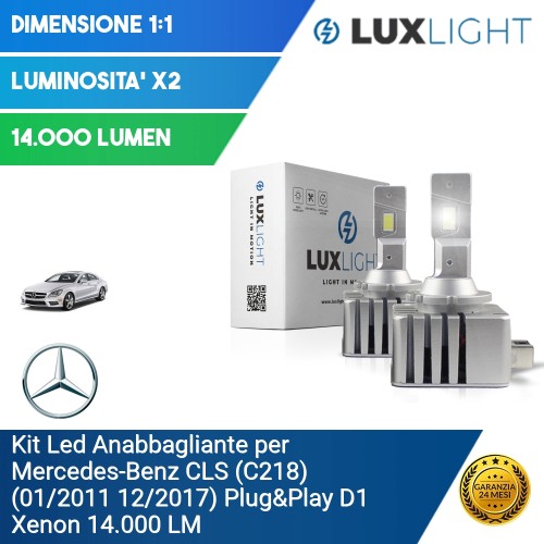 Kit Led Anabbagliante per Mercedes-Benz CLS (C218) (01/2011 12/2017) Plug&Play D1 Xenon 14.000 LM