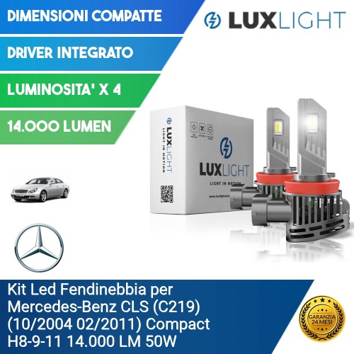 Kit Led Fendinebbia per Mercedes-Benz CLS (C219) (10/2004 02/2011) Compact H8-9-11 14.000 LM 50W