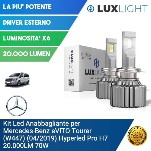 Kit Led Anabbagliante per Mercedes-Benz eVITO Tourer (W447) (04/2019) Hyperled Pro H7 20.000LM 70W