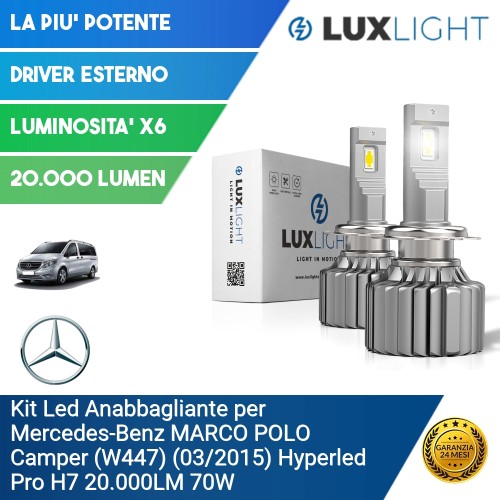 Kit Led Anabbagliante per Mercedes-Benz MARCO POLO Camper (W447) (03/2015) Hyperled Pro H7 20.000LM 70W