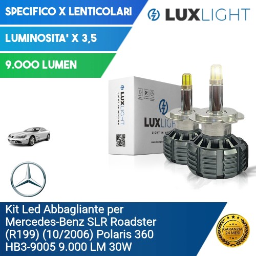 Kit Led Abbagliante per Mercedes-Benz SLR Roadster (R199) (10/2006) Polaris 360 HB3-9005 9.000 LM 30W
