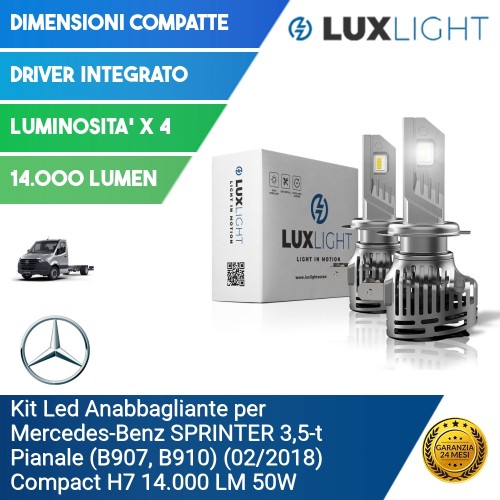 Kit Led Anabbagliante per Mercedes-Benz SPRINTER 3,5-t Pianale (B907, B910) (02/2018) Compact H7 14.000 LM 50W