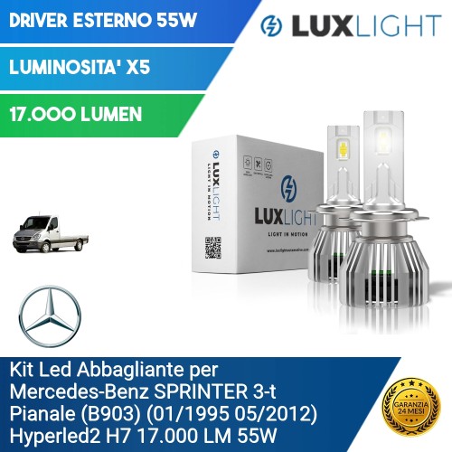 Kit Led Abbagliante per Mercedes-Benz SPRINTER 3-t Pianale (B903) (01/1995 05/2012) Hyperled2 H7 17.000 LM 55W