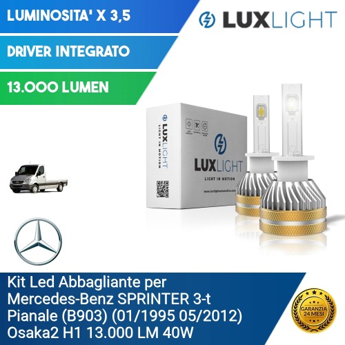 Kit Led Abbagliante per Mercedes-Benz SPRINTER 3-t Pianale (B903) (01/1995 05/2012) Osaka2 H1 13.000 LM 40W