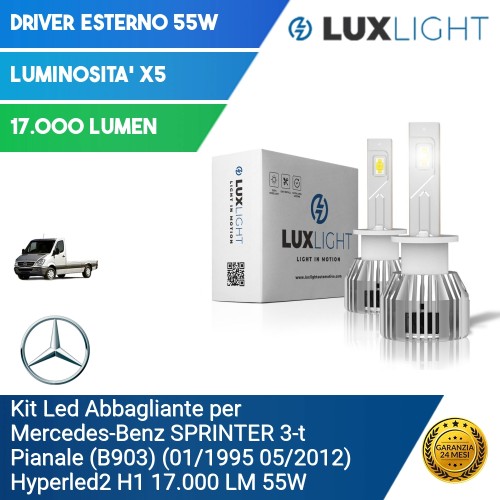 Kit Led Abbagliante per Mercedes-Benz SPRINTER 3-t Pianale (B903) (01/1995 05/2012) Hyperled2 H1 17.000 LM 55W