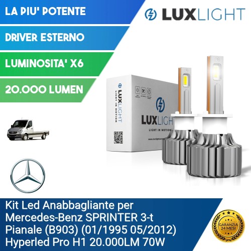 Kit Led Anabbagliante per Mercedes-Benz SPRINTER 3-t Pianale (B903) (01/1995 05/2012) Hyperled Pro H1 20.000LM 70W