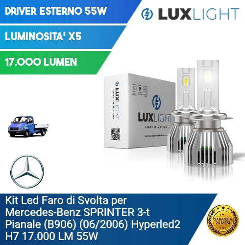 Kit Led Faro di Svolta per Mercedes-Benz SPRINTER 3-t Pianale (B906) (06/2006) Hyperled2 H7 17.000 LM 55W