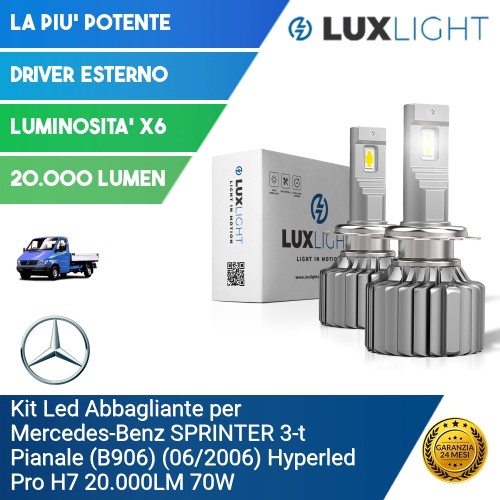 Kit Led Abbagliante per Mercedes-Benz SPRINTER 3-t Pianale (B906) (06/2006) Hyperled Pro H7 20.000LM 70W