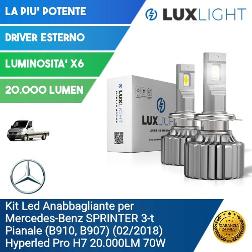 Kit Led Anabbagliante per Mercedes-Benz SPRINTER 3-t Pianale (B910, B907) (02/2018) Hyperled Pro H7 20.000LM 70W