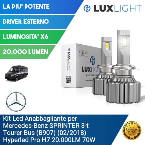 Kit Led Anabbagliante per Mercedes-Benz SPRINTER 3-t Tourer Bus (B907) (02/2018) Hyperled Pro H7 20.000LM 70W