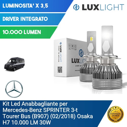 Kit Led Anabbagliante per Mercedes-Benz SPRINTER 3-t Tourer Bus (B907) (02/2018) Osaka H7 10.000 LM 30W