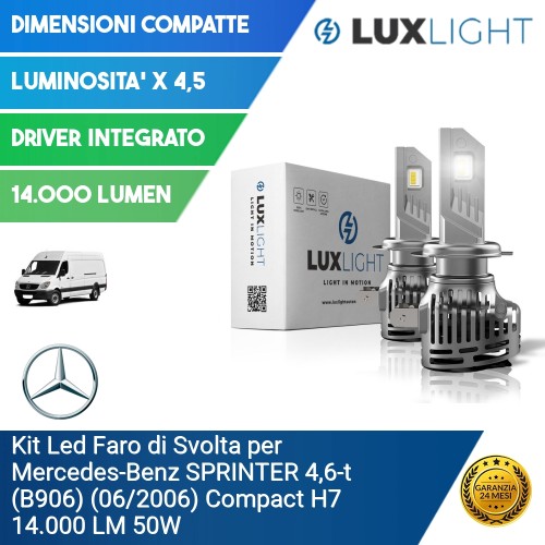 Kit Led Faro di Svolta per Mercedes-Benz SPRINTER 4,6-t (B906) (06/2006) Compact H7 14.000 LM 50W