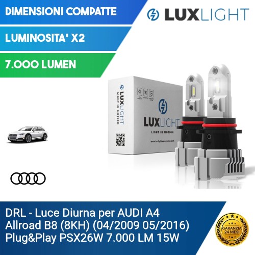 DRL - Luce Diurna per AUDI A4 Allroad B8 (8KH) (04/2009 05/2016) Plug&Play PSX26W 7.000 LM 15W