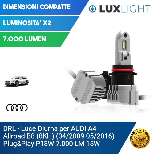 DRL - Luce Diurna per AUDI A4 Allroad B8 (8KH) (04/2009 05/2016) Plug&Play P13W 7.000 LM 15W