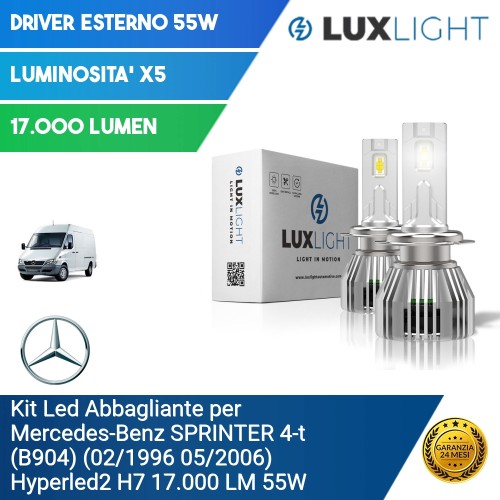 Kit Led Abbagliante per Mercedes-Benz SPRINTER 4-t (B904) (02/1996 05/2006) Hyperled2 H7 17.000 LM 55W