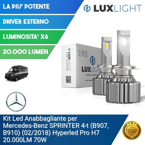 Kit Led Anabbagliante per Mercedes-Benz SPRINTER 4-t (B907, B910) (02/2018) Hyperled Pro H7 20.000LM 70W