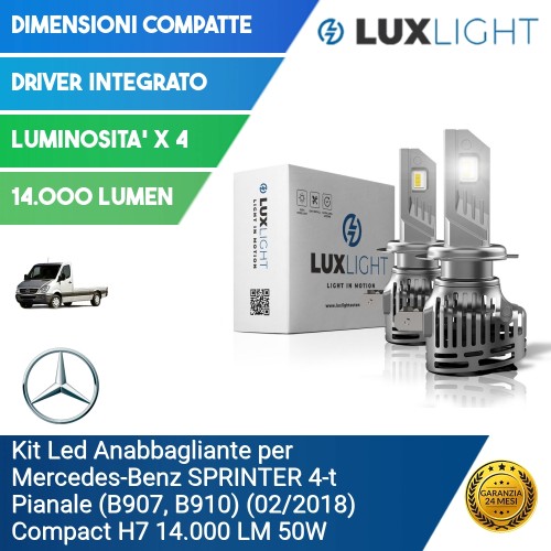 Kit Led Anabbagliante per Mercedes-Benz SPRINTER 4-t Pianale (B907, B910) (02/2018) Compact H7 14.000 LM 50W