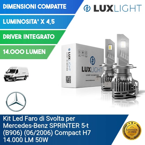 Kit Led Faro di Svolta per Mercedes-Benz SPRINTER 5-t (B906) (06/2006) Compact H7 14.000 LM 50W