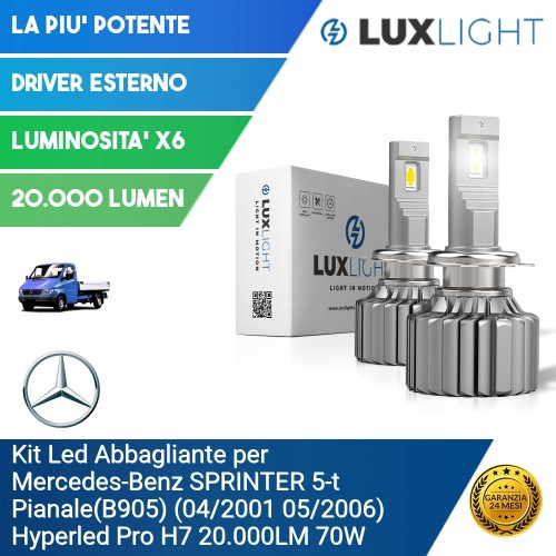 Kit Led Abbagliante per Mercedes-Benz SPRINTER 5-t Pianale(B905) (04/2001 05/2006) Hyperled Pro H7 20.000LM 70W