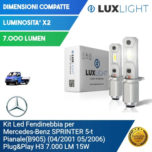 Kit Led Fendinebbia per Mercedes-Benz SPRINTER 5-t Pianale(B905) (04/2001 05/2006) Plug&Play H3 7.000 LM 15W